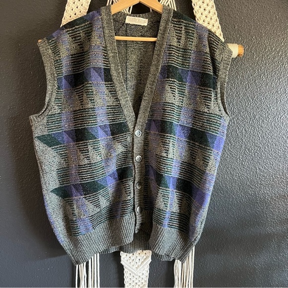 bobby yosten Other - Vintage Bobby Yosten Men’s Lambs Wool Sweater Vest Grandpa Core Coastal Grunge